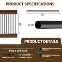 HYPERGIANT 105 Pack 26" Aluminum Deck Balusters,3/4" Round Deck Railing Spindles with Conectors and Screw,Hollow Metal Deck Balusters for Railing Fencing Porch,Black Deck Stair Spindles for Staircase