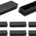 Uxcell 8 Pcs Rectangle Tubing End Caps 4 x 1 19/32 Inch Plastic Hole Plugs Insert End Cap for Metal Tubing Post Chair Leg Table Bookshelves Furniture, Black