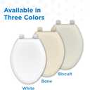 Gerber Elongated Toilet Seat with Cover, Soft Close, No Slam, Quick & Easy Install, Heavy-Duty Plastic, Adjustable Fit for Standard Elongated Toilets, Durable & Fade-Resistant, Biscuit G009921309