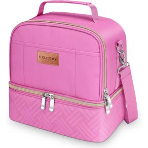BALORAY Lunch Bag Women Men, Double Deck Lunch Box Insulated Lunch Bag for Adults Work Office Picnic, Leakproof Cooler Bag with Adjustable Shoulder Strap