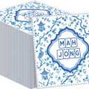 Gueevin 80 Pcs Mahjong Napkins Cocktail Paper 6.5 x 6.5 Inches Mahjong Party Supplies Decorations Accessories Gifts for Casual Gatherings Game Nights Bridal Showers Birthday Christmas Party(Blue)
