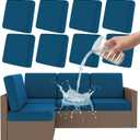 Smiry Waterproof Patio Cushion Covers, Stretch Outdoor Couch Slipcovers Replacement Washable Furniture Protector Sofa Chair Seat Cover for Dogs and Pets (8 Pcs, Peacock Blue)