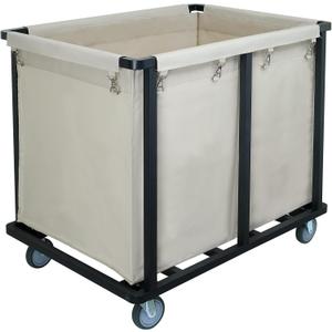 Commercial Laundry Cart with Wheels,600 lbs Heavy Duty Laundry Cart with Steel Frame and Oxford Cloth Bag,Industrial Laundry Cart with Wheels for Hotel,Housekeeping,400L(Beige)