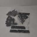 AuldHome Design Spooky Halloween House Village Silhouettes (Set of 3); Scary Haunted House Wood Statue Figurines Centerpiece Set