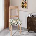 Stretch Dining Chair Seat Covers Set of 4,Dining Chair Slipcovers, Floral Printed Chair Covers,Soft Fabric Washable Upholstered Chair Seat Protector, No Rear Covers for Home Kitchen Dining Room (Yellow Flower Bud Patterns)