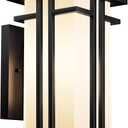 Outdoor Wall Light Fixtures, Exterior Waterproof Lanterns, Porch Sconces Wall Mounted Lighting with Modern Frosted Glass, Black Aluminum Wall Lamps for Patio Front Door Entryway (TYPE_A, 16.2inch)