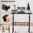 Standing Desk Adjustable Height, Mobile Stand Up Desks with Wheels Small Computer Desk Rolling Desk, Portable Laptop Desk Black Standing Table Sit Stand Home Office Desks 16"x31.5" Height 27"-43.5"