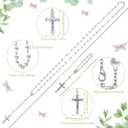 Funtery 6 Pcs First Communion Veils for Girls Catholic Set 1st Communion Wreath Veil Headpiece Sock Necklace Bracelet Kid