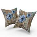 Giwawa Rustic Daisy Board Pillow Covers 20x20 Inch Blue Sunflowers on Vintage Style Wood Plank Throw Pillowcases Set of 2 Double Sided for Couch Cushion Sofa Bedroom Home Decoration