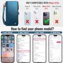 Defencase Compatible with iPhone 14 Pro Case Wallet with RFID Blocking Card Holder for Women Men, PU Leather Magnetic Snap Flip Zipper Strap Wallet Phone Case Fit for iPhone 14 Pro 6.1", Dark Blue
