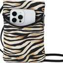 Small Crossbody Women Cell Phone Purse Wallet Bag With Shoulder Strap (Yellowzebrastripes/Polyester)