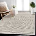 Jute Cotton Stripe Area Rug for Living Room 48x72 Inch - Natural Ivory - Machine Washable 4x6 Feet Rugs - 70% Jute and 30% Cotton