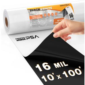 Crawl Space Vapor Barrier, 16 Mil Vapor Barriers, 10' x 100', Drop Cloth Vapor Barrier Covering for Crawl Space Encapsulation, Heavy Duty Polyethylene Plastic Sheeting, Black and White Panda Film