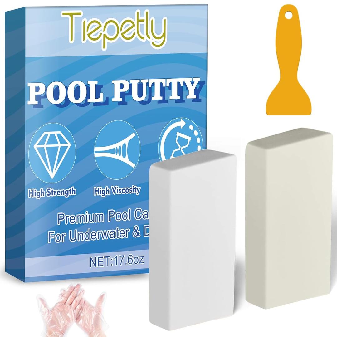 Pool Putty for Leaks Underwater 17.6 Oz, 2 Part Epoxy Putty Set, Fix Leaks Cracks Underwater or Above, for Tile, Concrete, Fiberglass, Cement and Other Surfaces (YCNZT1-01)