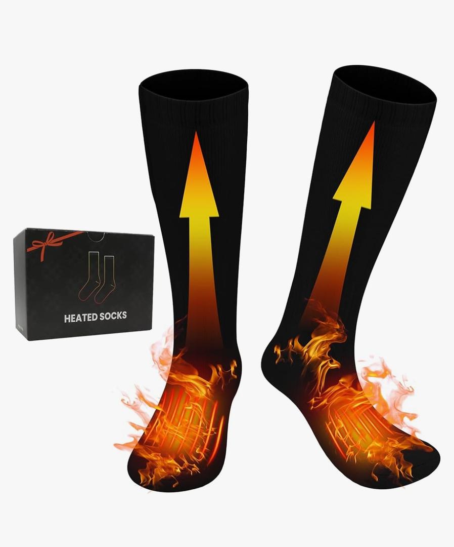 Heated Socks for Men Women, 3.7V Rechargeable Electric Foot Warmers with 3 Heating Levels, Washable Thermal Socks for Hunting, Camping, Hiking, Walking, Cycling