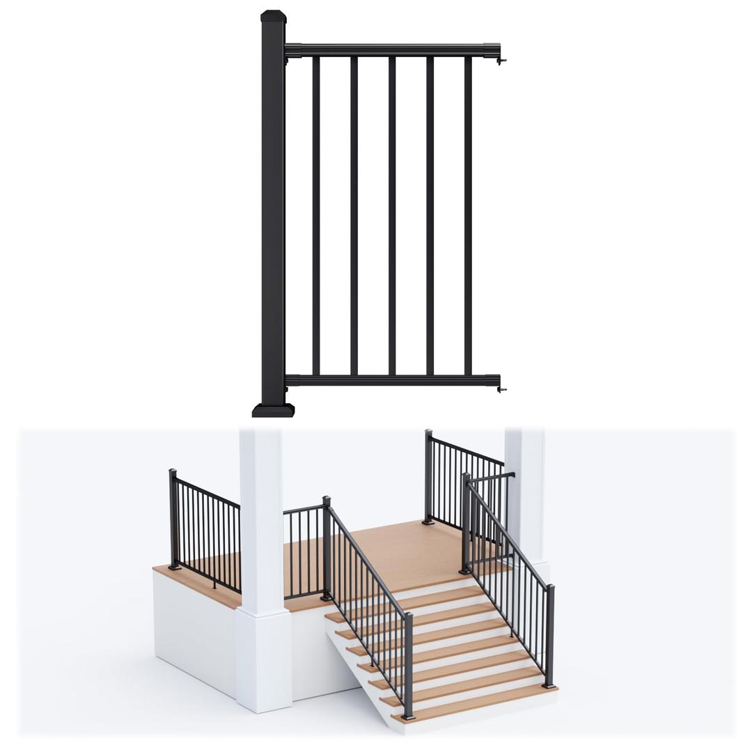 Egadis 2 Pack 42 in x 6 ft Modular Aluminum Porch and Deck Railing Kit