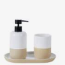 VCNY 3PC BATH ACCESSORY SET-EHITE/TAN