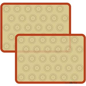 Macaron Silicone Baking Mat - Set of 2 Non Stick Silicon Macaroon Baking Sheet Cookie Liner(BPA Free/Reusable/Half Sheet),Perfect Cooking Kit for Macarons,Pastry,Cake and Bread Making (Red)
