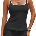 Aleumdr Tankini Swimsuits for Women Tummy Control Bathing Suits Sporty Two Piece High Waisted Swimwear with Shorts (Black, XL)