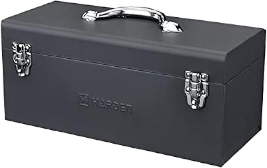 Edward Tools Metal ToolBox - Heavy Duty Portable Tool Box with Organizer Tray and Handle - Solid Metal Locking Latches - Scratch Resistant Finish (19")
