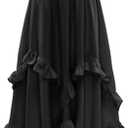 Bridesmay Women's Renaissance Festival Costume A-Line Asymmetrical Maxi Skirt with Ruffle Hem 2026 (Black, Small)
