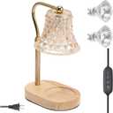 Candle Warmer Lamp with Timer, Wax Candle Warmer Light with 2 Bulbs, Electric Candle Warmer for Jar Candles, Adjustable Height and Dimmable Wax Warmer Lamp, 2/4/8H Timer, Modern Decor Home