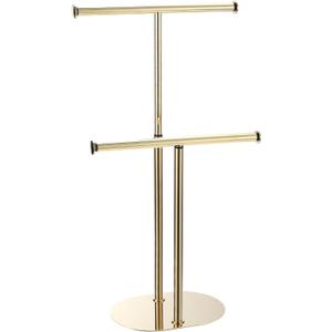 BVL FreeStanding Towel Rack Gold Stainless Steel 2 Tiers Weighted Base Bathroom Towel Holder Stand Rust-Resistant Stainless Steel Standing Towel Racks for Bathroom Storage