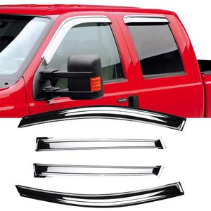 Chrome Side Window Visors Vent Deflector for 1999-2006 Chevry Silverado/GMC Sierra 1500/2500/3500/2500HD with Extended Cab,4pcs Outside Tape-On Sun Rain Guards Set 94044Y