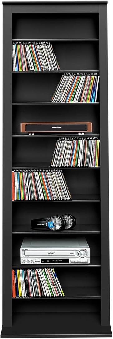 Prepac Narrow Cabinet Media Storage, Slim Barrister Tower, Black