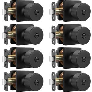 Goldenwarm Matte Black Door Knobs Interior, Privacy Door Knob for Bedroom Door Knob, Black Interior Door Knobs Privacy Lock 8 Pack