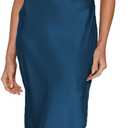 Summer Satin Flutter Sleeve Wedding Guest Dresses for Women Sweetheart Neckline Cutout Tie Back Midi Cocktail Dress (Blue, M)