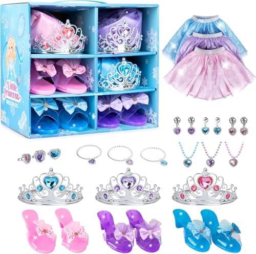 Toyvelt Toddler Girl Toys - Princess Dress Up Shoes and Jewelry Boutique - Pretend Play for Little Girls Set Incl Color Skirts, Shoes, Crowns, Accessories, Size for 3 years old