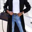 IDEALSANXUN Long Wool Coats for Women Fall Winter Trench Coat Peacoat Double Breasted Blazer Jackets Overcoat (Black, L)