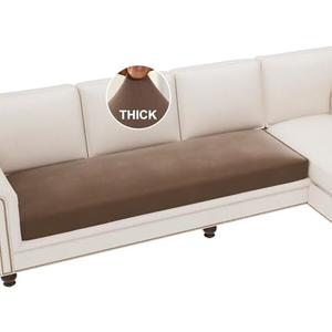 Fleece Couch Cushion Covers Stretch Couch Covers for 3 Cushion Couch Sofa Thick and Soft Couch Covers Washable (3 Seater Cushion Cover, Camel)