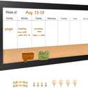 Magnetic Weekly Dry Erase White Board and Cork Board, Black Wood FrameMagnetic Surface Whiteboard for Home Office and Wall Decor(ZHZL-3060BK) (23.6" x 11.8")