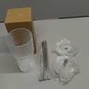 Iced Coffee Cups with Lids and Straws20 OZ Glass Cups with Lids and Straws, Clear Ribbed Glass Tumbler Reusable Drinking Glasses for Matcha, Smoothie, Cocktail,Latte, 2 Pcs