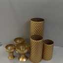 Sziqiqi Tall Gold Floor Vase: 27in Large Metal Floor Vase Decorative Tall - Set of 3 Modern Honeycomb Texture Big Standing Vase for Living Room Dining Bedroom Home Corner Hallway Indoor Office