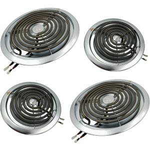 WB30M1 WB30M2 GE Electric Stove Burners Replacement Element with Stove Burner Covers Drip Pans for Electric Stoves Compatible with GE Hotpoint Electric Range Stove Top