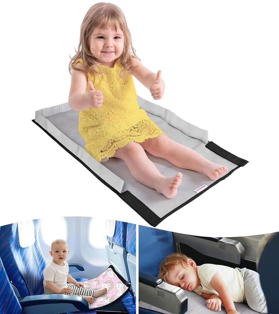 Toddler Airplane Bed - Ultimate Airplane Travel Essential | Portable Airplane Seat Extender for Kids | Perfect Airplane Bed for Toddlers and Kids - Grey
