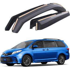Goodyear Shatterproof in-Channel Window Deflectors for Toyota Sienna 2011-2020, Rain Guards, Window Visors for Cars, Vent Deflector, Car Accessories, 4 pcs - GY007926