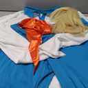 Men Classic Movie Set Adult Halloween Costume Long Sleeve Shirt with Wig Orange Scarf and Trousers XL