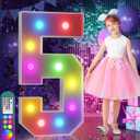 imprsv 4FT Colorful Marquee Numbers,18 Colors with Remote, Light Up Numbers 5 for 15th 50th Birthday Decorations Anniversary Party Decor, Pre-Cut Foam Board Kit, Mosaic Sign for Balloon