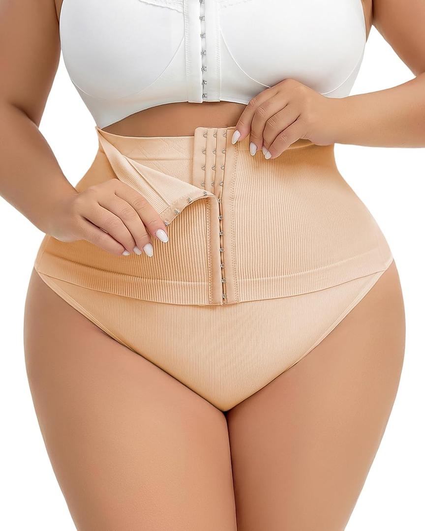 Belly Support Underwear Slimming Underwear Shapewear Thong for Women High Waist Thong (Beige, XXXL)