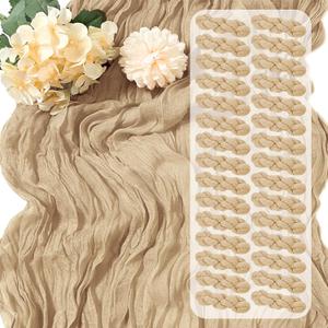 30 Pack Beige Cheesecloth Table Runner 17 x 108 inch Cheese Cloth Table Runners 9ft Beige Table Runner Rustic Romantic Sheer Gauze Runner for Wedding Party Baby Shower Table Decoration
