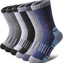 LINEMIN Kids Merino Wool Hiking Socks Toddlers Boys Girls Winter Warm Thick Thermal Boot Cushion Crew Socks 6 Pairs (White)