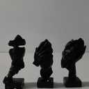 aboxoo 3 Pcs Thinker Statue, Silence is Gold Abstract Art Figurine, No Hear No See No Speak Modern Resin Sculptures Decor for Living Room, Home, Office Study (Black) (Medium)