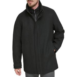 Dockers Men's Wool Melton Two Pocket Full Length Duffle Coat (Large, Black)