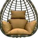 Srutirbo Egg Chair Cushion Replacement, Foldable Waterproof Hanging Basket Swing Chair Cushion with HeadrestOutdoor Porch Backyard Patio Hammock Swing Replacement Cushions (Khaki)