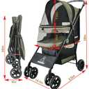 ROODO 4 Wheel Dog Cat Pet Stroller Best Lightweight Foldable Compact Portable Jogger All Terrain Travel Pet Gear Puppy Doggie Bunny Kitty Stroller for up to 30lbs Medium Small Dogs Cats(sage Green)