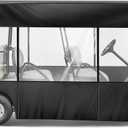 Woanger 6 Person Golf Cart Cover 6 Passenger(4 Forward + 2 Rear Facing) Waterproof Golf Cart Enclosure with Zipper Car Rain Cover with Transparent Windows for Most Weathers 600D(Black)